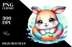Smiling Snowshoe Hare with Swimming Ring Clipart Product Image 3