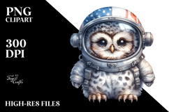 Cute Baby Owl in Astronaut Helmet PNG Product Image 2