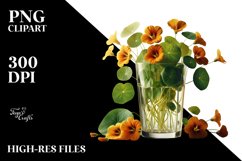 Shiny Filled with Nasturtium | Sublimation Clipart Product Image 1