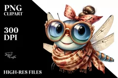 Dragonfly with Silk Scarf and Sunglasses | Clipart Product Image 3