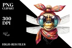 Dragonfly with Silk Scarf and Sunglasses | Clipart Product Image 1