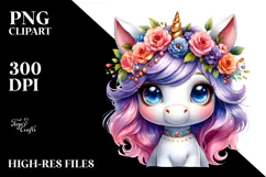 Cute Vibrant Unicorn with Fur Texture PNG Product Image 2