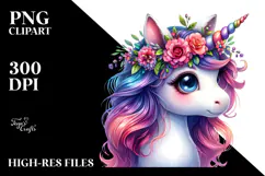 Cute Vibrant Baby Unicorn PNG Product Image 2