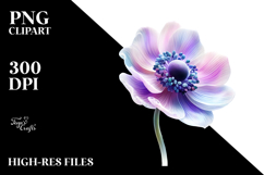 Anemone with Watercolor Splash, High-Quality PNG Product Image 2