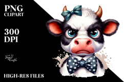 Watercolor Funny Cow Bow and Tie PNG Product Image 2