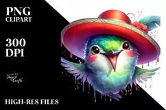 Hummingbird Portrait with Tongue Out | Clipart Product Image 3