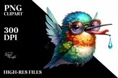 Hummingbird Portrait with Tongue Out | Clipart Product Image 1