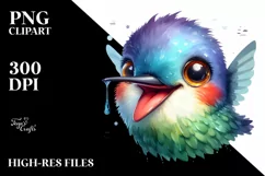 Hummingbird Portrait with Tongue Out | Clipart Product Image 1