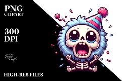 Cute Cartoon Skeleton with Party Hat PNG Product Image 2