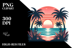 Retro Tropical Beach Sunset, PNG Product Image 2