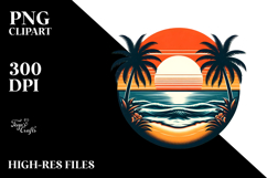 Retro Tropical Beach Sunset PNG Product Image 2