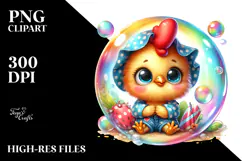 cute Baby Rooster in a Soap Bubble PNG Product Image 2