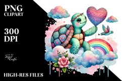 Colorful Pastel Turtle on Cloud PNG Product Image 2