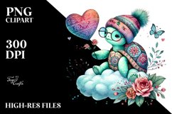 Boho Turtle Sitting on a Cloud PNG Product Image 2