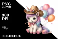 Cute Baby Unicorn Cowboy Hat | Sublimation | Clipart Product Image 3
