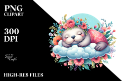 Boho Baby Walrus Sleeping Cloud PNG Product Image 2