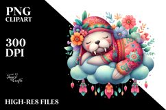 Boho Baby Walrus Sleeping Cloud PNG Product Image 2