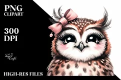 Washed Watercolor Owl Portrait | Clipart Product Image 3