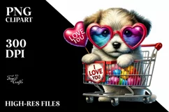 puppy with Heart Shaped Sunglasses PNG Product Image 2