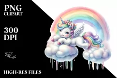 Cute Baby Unicorn Swinging from Rainbow Product Image 1