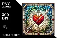 Stained Heart with Arrow, Transparent PNG Product Image 2