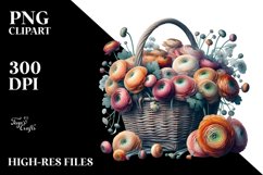 Artistic Basket Ranunculus | Sublimation Clipart Product Image 1