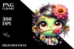 Frankenstein Kid with Flower in Mouth PNG Product Image 2