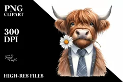 Highland Cow with Tie and Shy Smile Product Image 1