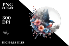 Bird with Flowers Circle PNG Product Image 2