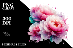 Peonies Watercolor Splash PNG Product Image 2