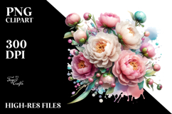 Peonies Watercolor Splash PNG Product Image 2