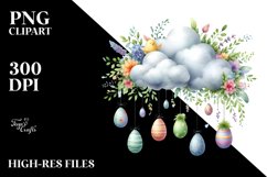 Colorful Cloud with Easter Eggs PNG Product Image 2