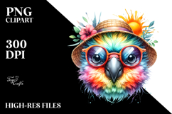Colorful Layered Watercolor Cute Parrot with Sunglasses Product Image 2