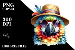 Colorful Layered Watercolor Cute Parrot with Sunglasses Product Image 2