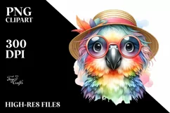 Colorful Layered Watercolor Cute Parrot with Sunglasses Product Image 3