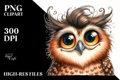 Funny Owl Portrait with Goofy Smile | Sublimation Clipart Product Image 1