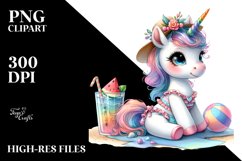 Cute Baby Unicorn in Beachwear | Clipart Product Image 3