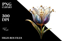 Elegant Tulip with Metallic Accents, PNG Product Image 2