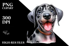 Watercolor Baby Great Dane with Big Eyes PNG Product Image 2