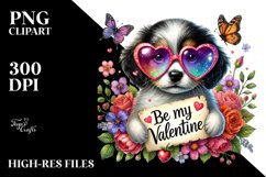 Detailed Puppy with Heart Sunglasses, PNG Product Image 2