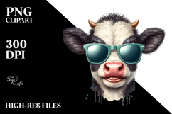 Funny Baby Cow with Sunglasses PNG Product Image 2