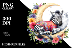 Vibrant Baby Zebra Sleeping on the Moon PNG Product Image 2