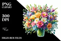 Colorful Watercolor Freesia Bouquet Product Image 3