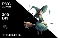 Retro Excited Witch, Halloween PNG Product Image 2