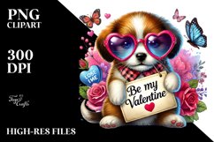 Detailed Colorful Puppy with Heart Sunglasses, PNG Product Image 2