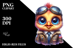 Cute Baby Chicken in Aviator Suit PNG Product Image 2