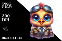 Cute Baby Chicken in Aviator Suit PNG Product Image 2