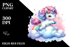 Colorful Unicorn Bouncing on Cloud Puff | Sublimation Product Image 2