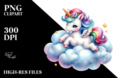 Colorful Unicorn Bouncing on Cloud Puff | Sublimation Product Image 2
