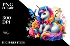 Colorful Baby Unicorn with Clue, PNG Product Image 1